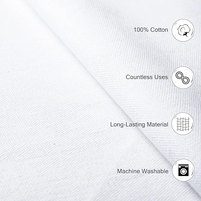 Set of 12 Cloth Napkins, 18 X 18 Inches, 100% Cotton Premium Quality Cloth Napkins with Mitered Corners, Durable, Absorbent, Table Dinner Napkins Cloth for Lunch, Restaurant, Weddings, Parties, White