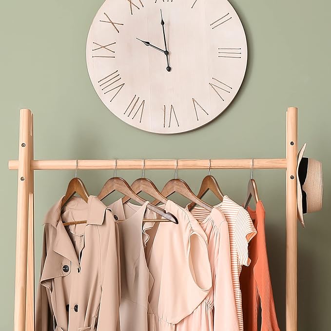 HOUSE DAY Wooden Hangers 20 Pack, Heavy Duty Wood Coat Hangers for Closet, Smooth Finish Wooden Suit Hanger with Non Slip Pants Bar, Sturdy Walnut Wood Clothes Hanger for Shirts