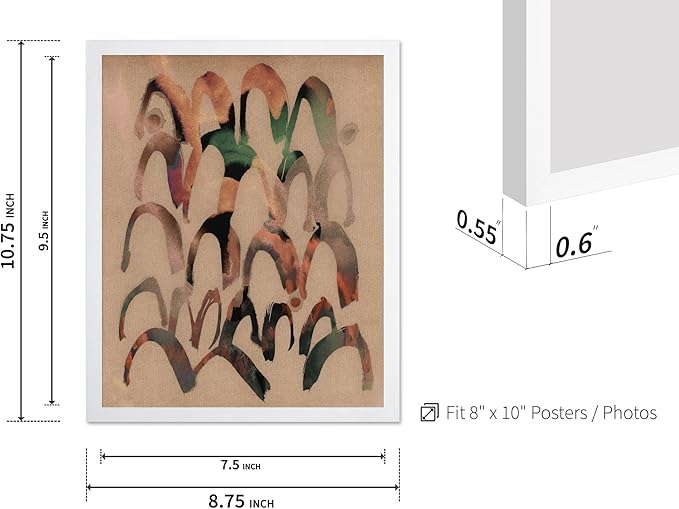 Monem Art Abstract Arch Mark Making Painting Print - Contemporary Peach and Mocha Art Poster - Wall Decor for Living Room, Bedroom or Office - 8x10 White Framed Wall Art by Renee Stramel
