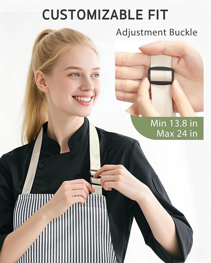 Syntus Apron for Men Women, Adjustable Cooking Kitchen Chef Aprons with 2 Pockets