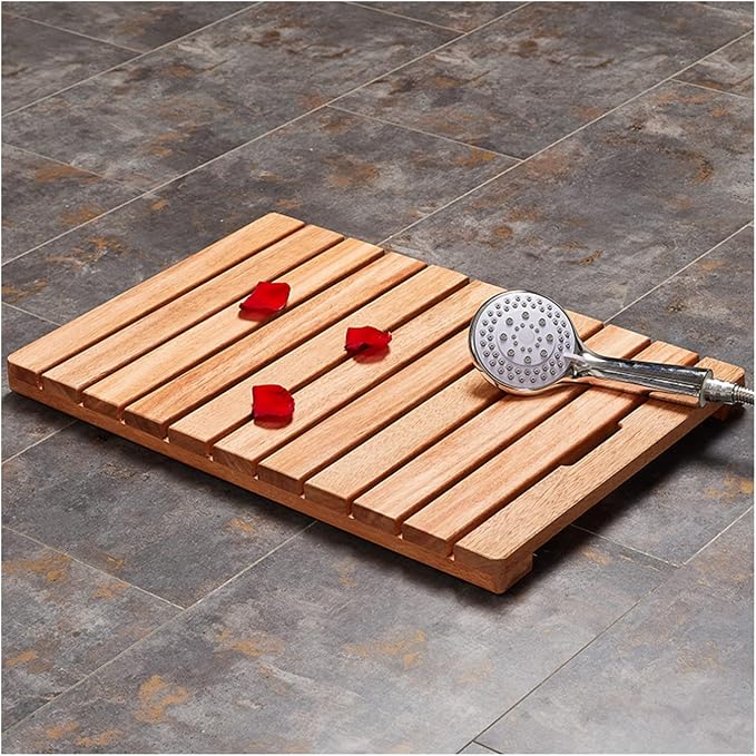 Bamboo Bath Mat,Natural Wooden Shower Mat,Bamboo Duckboard Bath Mat, Non-Slip, Shower Mat for Indoor Outdoor,Wooden Bath Mat and Wood Shower Mat,Indoor Or Outdoor Use,80x100cm/31x39in