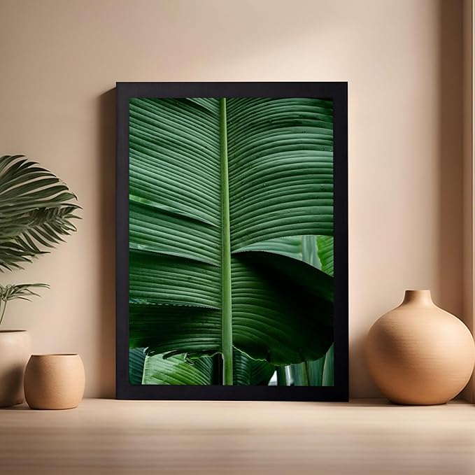 Monem Art Tropical Banana Leaf Photography Print - Minimalist Botanical Nature Poster - Wall Decor for Living Room, Bedroom or Office - 16x20 Black Framed Wall Art by Mareike Bohmer