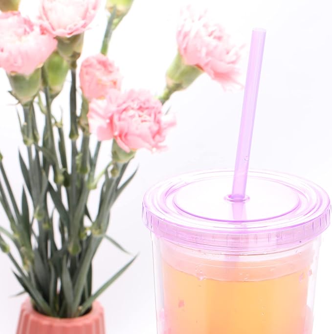 Dakoufish 12 Piece 11 Inch Reusable Plastic Thick Drinking Straws BPA Free Mason Jar Straws Plain Color (11inch,Purple)