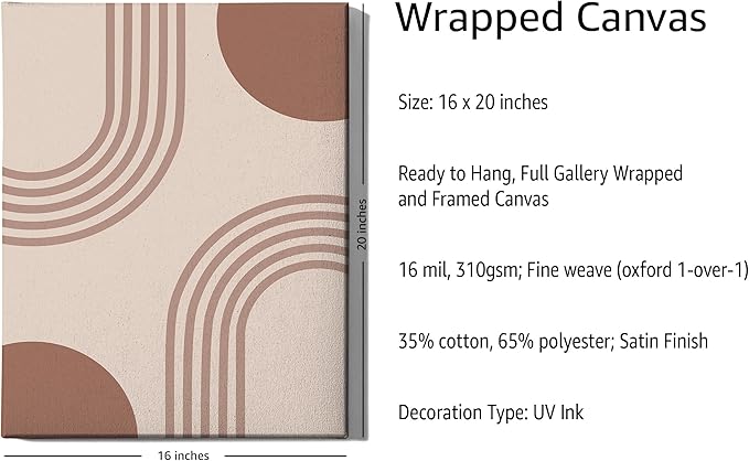 Zen Stacked Stones Wrapped Canvas Wall Art Minimalist Organic Circles Earth Tones Terracotta 16x20 Inch Gallery Stretched Spiritual Home Art Decor