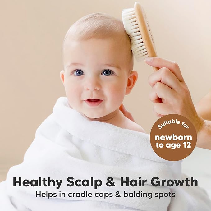 KeaBabies Baby Hooded Towel and Baby Hair Brush and Baby Comb Set - Baby Towel, Toddler Towels, Hooded Towels for Baby - Wooden Baby Brush with Soft Goat Bristle