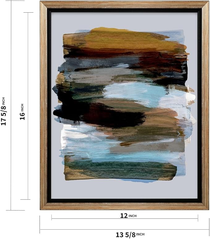 Monem Art Abstract Earth Tone Brushstroke Print - Modern Painterly Art Poster - Wall Decor for Living Room, Bedroom or Office - 12x16 Silver Framed CANVAS Wall Art by Mareike Bohmer