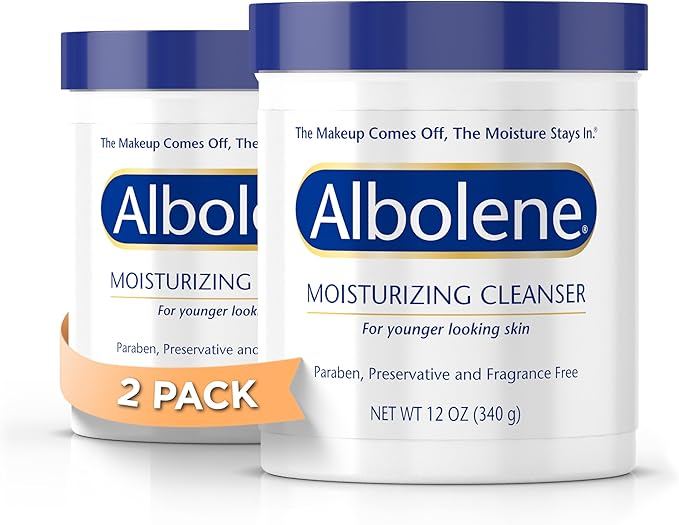 Albolene Moisturizing Cleanser & Makeup Remover Balm, Fragrance-Free Facial Cream for Cleansing & Hydration, Multi-Use Skincare for All Skin Types, No Harsh Chemicals, 12 oz (Pack of 2)
