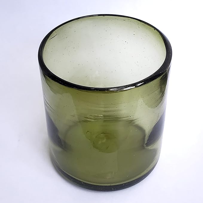 Solid Olive Green 9 oz Short Tumblers (set of 6), Recycled Glass, Lead-free, Toxin-Free (9oz Tumbler)