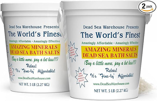 Dead Sea Warehouse - Dead Sea Salts for Soaking - 100% Dead Sea Mineral Bath Salts - Great for Soothing Muscles Aches, Relaxation, Alleviate Skin Issues - Unscented - 5lbs - (2 Pack)