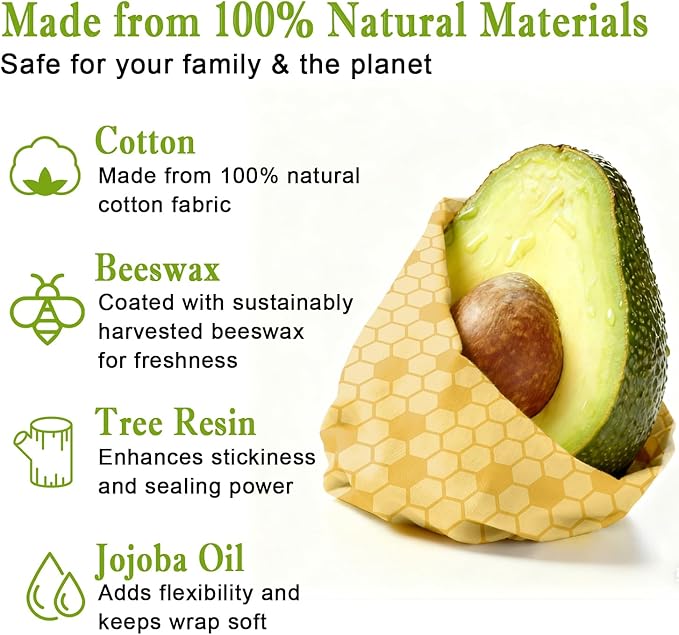 Reusable Beeswax Wraps For Foods, Cheese, Sandwich & Bread- 13 x 39'' Cut to Size - Eco-Friendly Food Storage Alternative to Plastic Wrap & Cheese Paper (Honeycomb Pattern001, 13x39'')