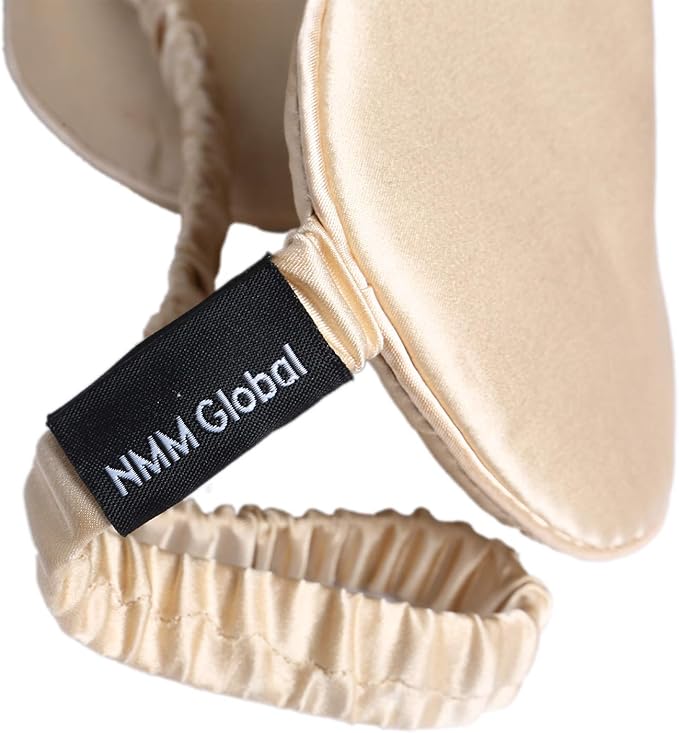 Mulberry Natural Silk Sleep Mask for Women & Men with Elastic Strap, Super Soft Sleeping Eye Mask, Size M, (Champagne)