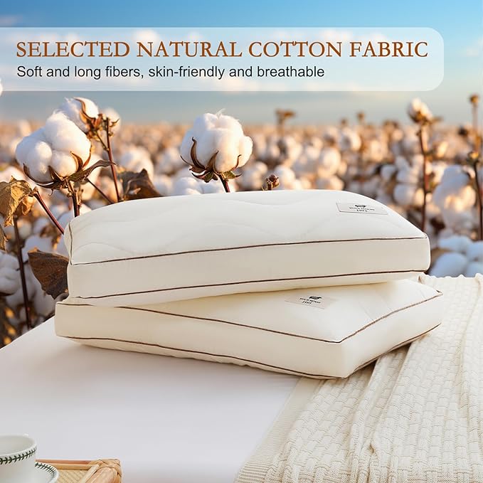 YOUR MOON Natural Wool Pillow King Size Set of 2, Soft Support Bed Pillows for Sleeping, Australian Wool Filling with 100% Cotton Cover, Down Alternative Pillows (Off White)