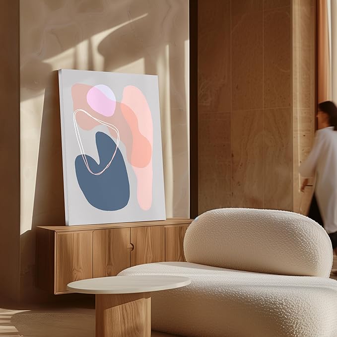 Monem Art Abstract Organic Shapes Print - Minimal Scandinavian Line Art Poster - Wall Decor for Living Room, Bedroom or Office - 12x16 STRETCHED CANVAS Wall Art by Mareike Bohmer