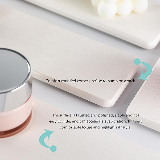 NiuYichee 2 Pcs Water Absorbing Stone Trays, Kitchen/Bathroom Sink Soap Dish, Diatomite Tray Used for Hand Soap & Cosmetic Bottles in The Modern Home, 3.15" W x 11.8" L, White