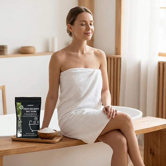 Dead Sea Soothing Bath Salt Soak with 21 Minerals – Relaxing, Detoxifying, and Nourishing for Skin – 14oz, Infused with Essential Oils – Rejuvenate Mind & Body. (Lemon)