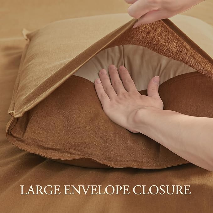 DAPU 100% Linen Duvet Cover Set - Pure Natural French Flax Linen with Corner Ties and Zipper Closure Soft Breathable Durable for Hot Sleepers 1 Duvet Cover 2 Pillowcases (Earthy Linen, King)
