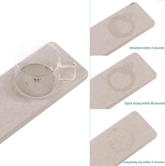 NiuYichee 2 Pcs Water Absorbing Stone Trays, Kitchen/Bathroom Sink Soap Dish, Diatomite Tray Used for Hand Soap & Cosmetic Bottles in The Modern Home, 3.15" W x 8.7" L, Light Gray