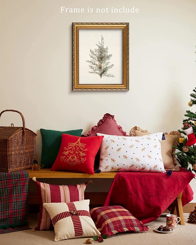 Vodefoad Vintage Cypress Tree Christmas Print Classical Naturalist Tree Landscape Print Painting Moody Christmas Farmhouse Wall Art Minimalist Mid Century Wall Art Painting Picture Aesthetic for Bedroom Bathroom Office Winter Room Decor Holiday Decorat...