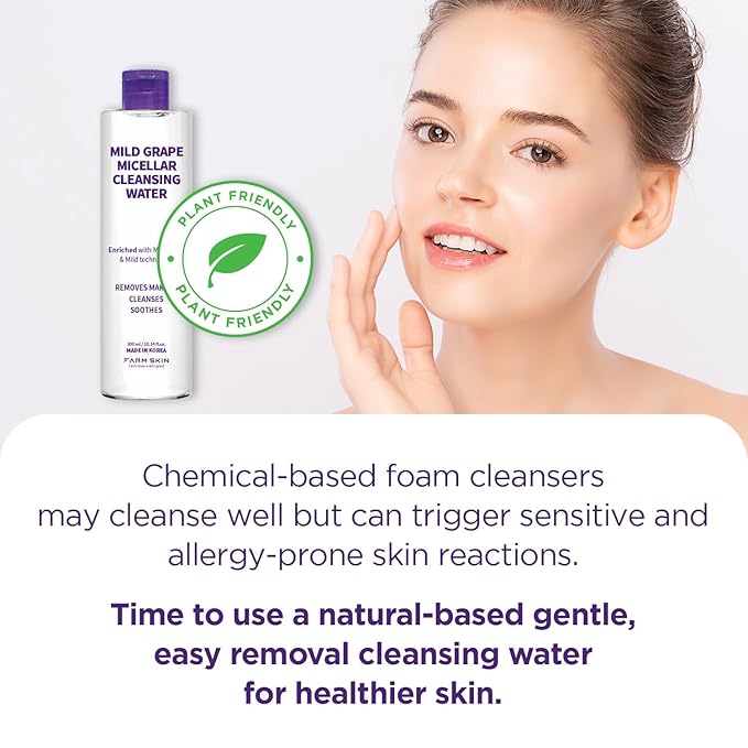 Freshfood For Skin Mild Greape Micellar Cleansing Water (10.1fl.oz, 300ml) - Micellar Cleansing Water for Face/Makeup Remover & Cleanser/Non-Irritating/Korean Skin Care