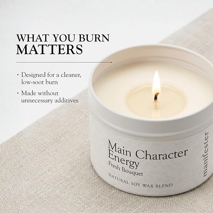 Healing Girl Natural Soy Wax Candle with Mantra – Clean Burn 100% Cotton Wick (No Lead or Zinc) – Phthalate-Free & Paraben-Free – Long-Lasting – 6 oz (Healing Girl Era Sage + Palo Santo)