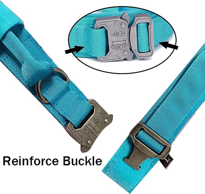Tactical Dog Collar Adjustable Military Nylon Dog Collar with Control Handle and Heavy Duty Metal Buckle for Medium and Large Dogs (Blue,S)