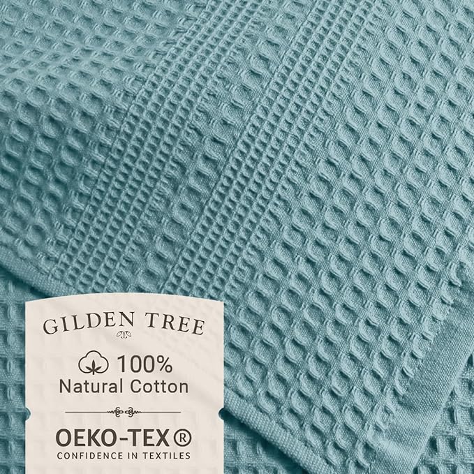 GILDEN TREE Waffle Towels Wash Cloths for Showering, Exfoliating Washcloth Face Towels, Quick Dry Towel Cotton Washcloths Set of 4, Classic Style (Seafoam)