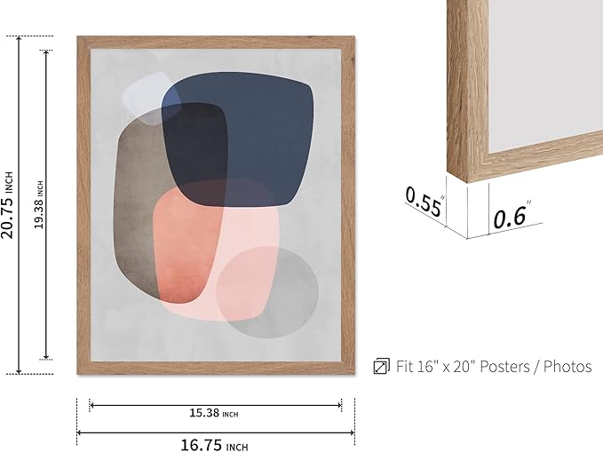 Monem Art Pastel Abstract Organic Shapes Print - Scandinavian Minimalist Art Poster - Wall Decor for Living Room, Bedroom or Office - 16x20 Beige Framed Wall Art by Mareike Bohmer