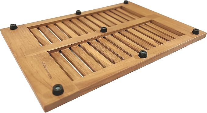 Asta SpaTeak Bathroom Floor Mat, Solid Teak Shower, Spa, Door Mat, Indoor Outdoor Floor Mat, TB-820R (20" x 14")