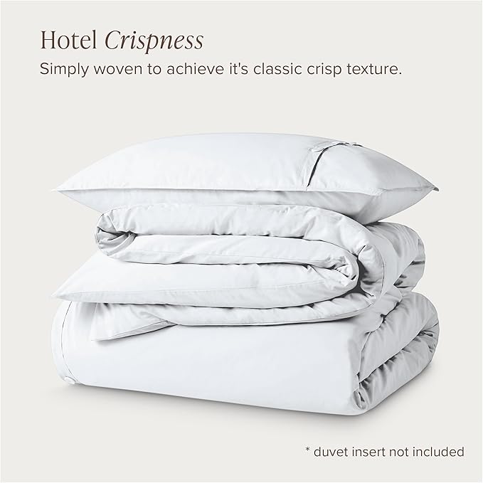 Bare Home 100% Organic Cotton Extra Long Duvet Cover Set - Crisp Percale Weave - Lightweight & Breathable - Cooling Duvet Cover Set (Twin/Twin XL, White)