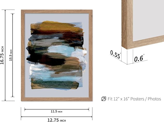 Monem Art Abstract Earth Tone Brushstroke Print - Modern Painterly Art Poster - Wall Decor for Living Room, Bedroom or Office - 12x16 Beige Framed Wall Art by Mareike Bohmer