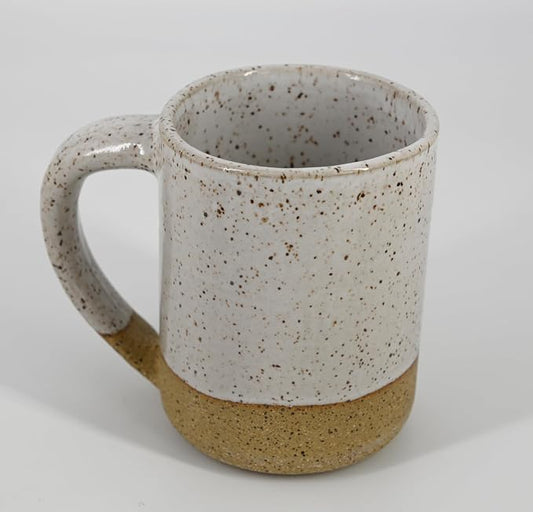 Handmade White Speckled Ceramic Coffee Mug - 12oz (White Speckled) | Handmade