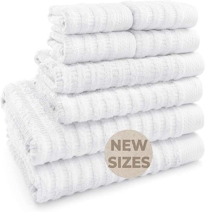 Softerry Pure Organic Cotton Bath Towel Set - 100% Soft Cotton - Extra Absorbent and Durable - 500 GSM Quick Dry - Luxury Hotel & Spa Quality - Fade Resistant - Eco Friendly (White, Set of 8)