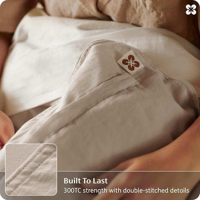Bedsure GOTS Organic Cotton King Duvet Cover Set, Taupe, 104" x 90" | for Sensitive Skin—8 Interior Ties Keep Insert Secure, Hidden Zipper, Breathable Comfort in Ivory with 2 Pillow Shams