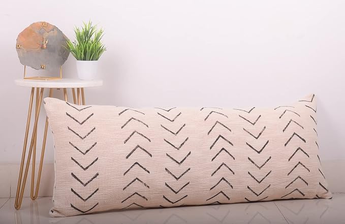Trade Star Body Pillow Cover 100% Cotton Handloomed Pillow Cover Luxurious Cushion Case Large Modern Throw Pillow Case Farmhouse Indian Couch Cushion Case [Ivory Phoenix 14X36 INCH