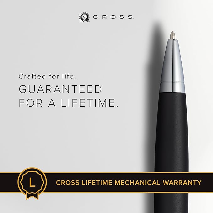 Cross Calais Refillable Twist-Action Plastic Ballpoint Pen with Chrome Appointments, Medium Ballpoint, includes Premium Gift Box and Black Cartridge, 1 Pack, Black