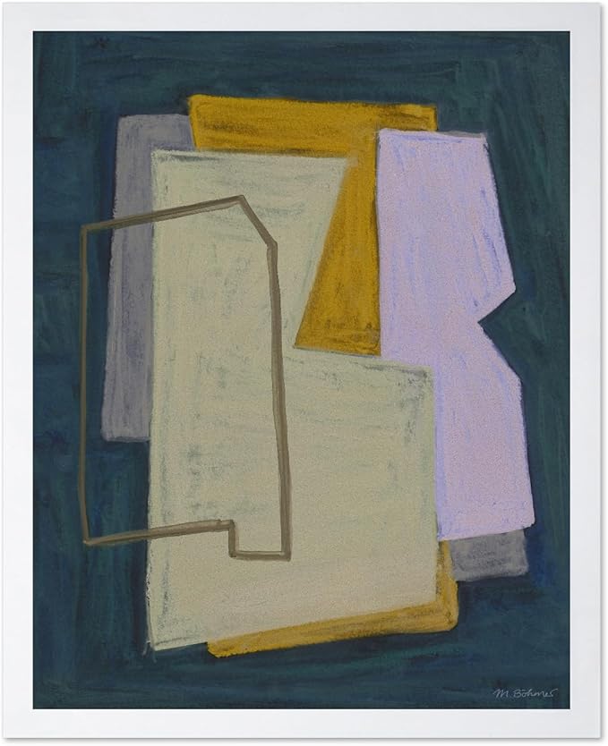 Monem Art Geometric Abstract Painting Print - Modern Minimalist Shapes Art Poster - Wall Decor for Living Room, Bedroom or Office - 16x20 White Framed Wall Art by Mareike Bohmer