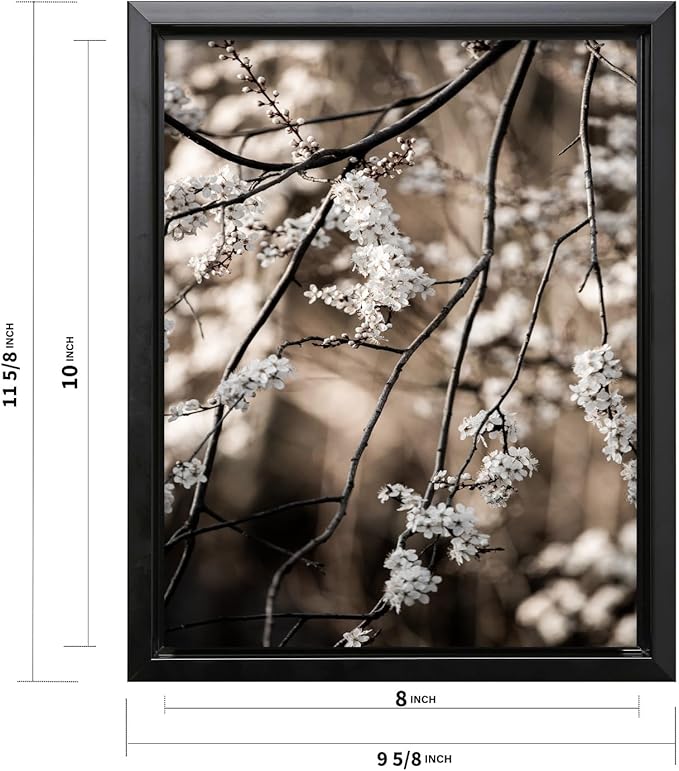 Monem Art Cherry Blossom Branch Photography Print - Moody Botanical Nature Art Poster - Wall Decor for Living Room, Bedroom or Office - 8x10 Black Framed CANVAS Wall Art by Mareike Bohmer