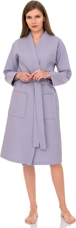 TowelSelections Women's Waffle Bathrobe 100% Cotton Soft Kimono Spa Bath Robe