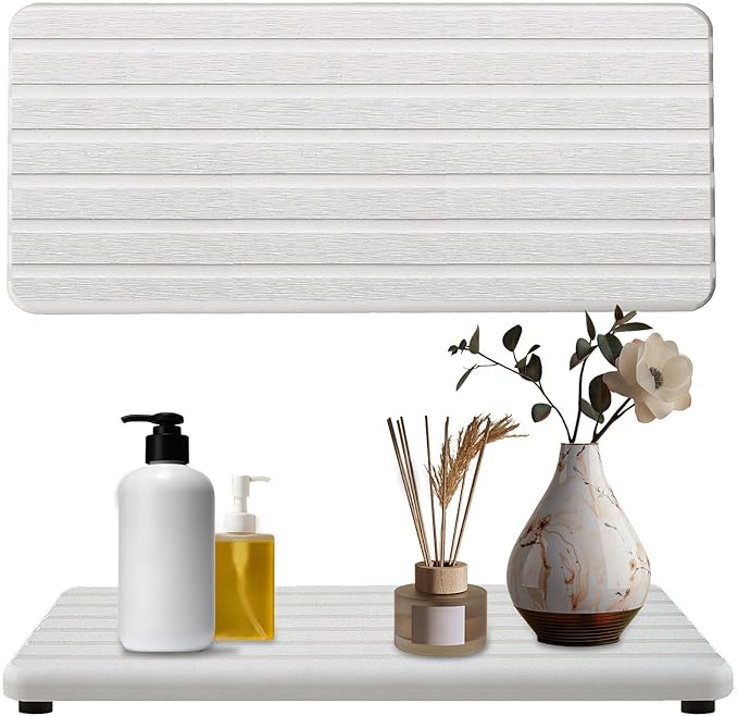 2 PCS Premium Diatomite Coasters with Grooved Design - Ultra Thirsty Absorbent Stone Tray for Soaps Dish, Plants, Toiletries - Keep Your Bathroom & Kitchen Counter Tops Dry & Tidy (8.27 x 3.94 Inches)