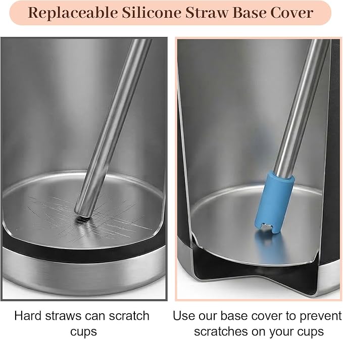 20 PCS Silicone Straw Tips with Bottom Sleeve, Reusable Food Grade Rubber Straw Covers for Metal and Glass Straws, Fits 8-10mm Diameter Multi-color Set