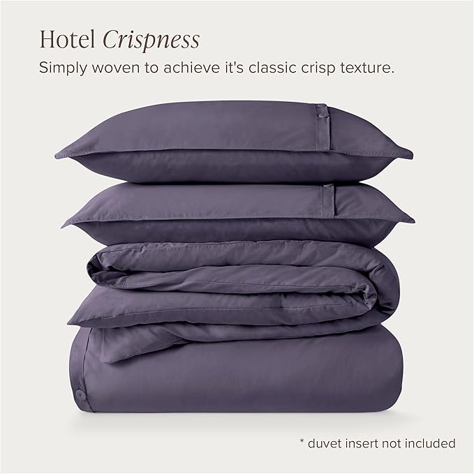 Bare Home 100% Organic Cotton King Duvet Cover Set - Crisp Percale Weave - Lightweight & Breathable - Cooling Duvet Cover Set (King, Dusty Purple)