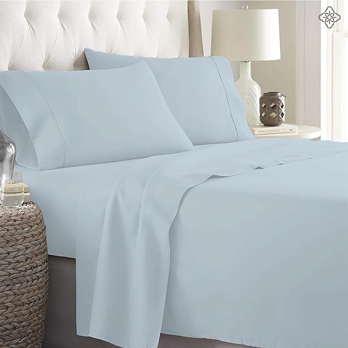 BIOWEAVES 100% Organic Cotton Sheets, 300 Thread Count 4-Piece GOTS Certified Bed Sheet Set Fits Mattress Upto 17" Deep Pocket, Soft & Silky Sateen Weave (California King, Shore)