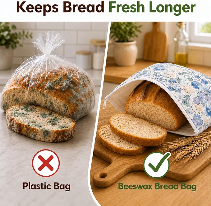 7PCS Beeswax Bread Bag Sourdough Bread Bags for Homemade Bread