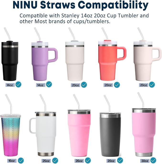 6-Pack Replacement Clear Straws for Stanley 20oz 14oz Tumbler, Plastic Reusable Straws for Yeti 30oz 25 oz 26 oz 20 oz Tumbler, Food Grade Tritan Straw for Mason Jar 16oz Venti Cup, bent