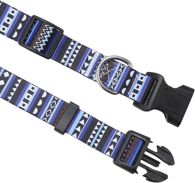 Mihqy Dog Collar with Bohemia Floral Tribal Geometric Patterns - Soft Ethnic Style Collar Adjustable for Small Medium Large Dogs (Bohemian Blue,XS)
