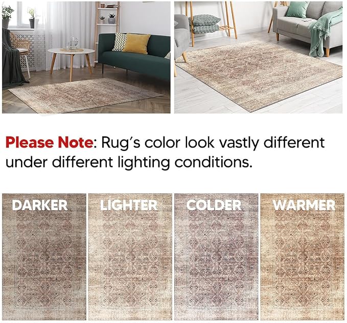 Keen Home Design 30"x120" Rug - Machine Washable Runner Rug with Non-Slip Backing, Ideal for Hallway, Entryway, Kitchen, Laundry Room - Vintage, Easy Clean, Durable, Low Pile - (2'6" x 10')