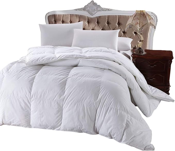 Royal Hotel Bedding 300 Thread Count Queen Size Down-Alternative Comforter, Overfilled Comforter, Duvet Insert 100% Cotton Shell - 100% Down-Alternative Fill, 750FP - 70OZ - White Solid, Queen