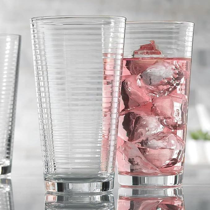 Glaver's Drinking Glasses 24 Piece Glass Set, 8-7 Oz. Highball Glasses, 8-13 Oz. Whiskey Rocks, And 8 7 Oz Juice Glasses. Ideal for Water, Juice, Cocktails, and Iced Tea. Dishwasher safe
