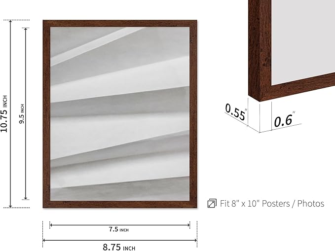 Monem Art Minimalist Paper Fold Abstract Print - Scandinavian Monochrome Texture Poster - Wall Decor for Living Room, Bedroom or Office - 8x10 Brown Framed Wall Art by Mareike Bohmer