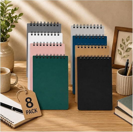 Small Spiral Notebook 8 Pack, 3x5 Pocket Notebooks Top Spiral, 60 Sheets Each Mini Notepad for Note Taking, To Do Lists, Travel, Office & School Supplies, Portable Note Pads